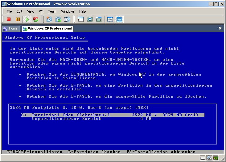 xp-partitionierung